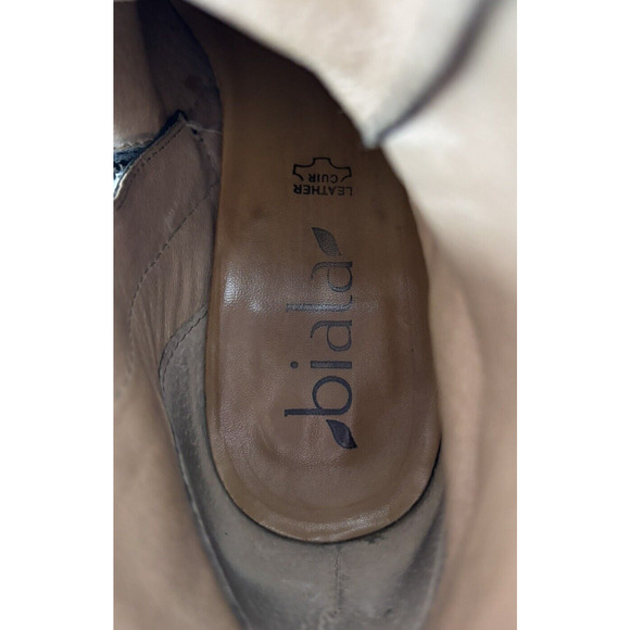 BIALA Black Leather Booties Women Size 6/36M Block Heel Zip-up, Lace-up - Picture 12 of 13